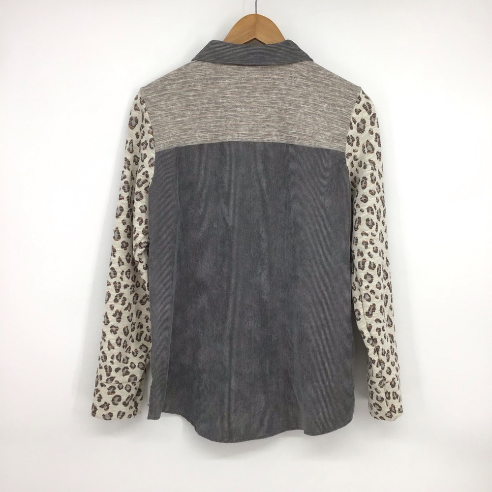 Umgee Button Down Leopard Print Corduroy Top - image 6